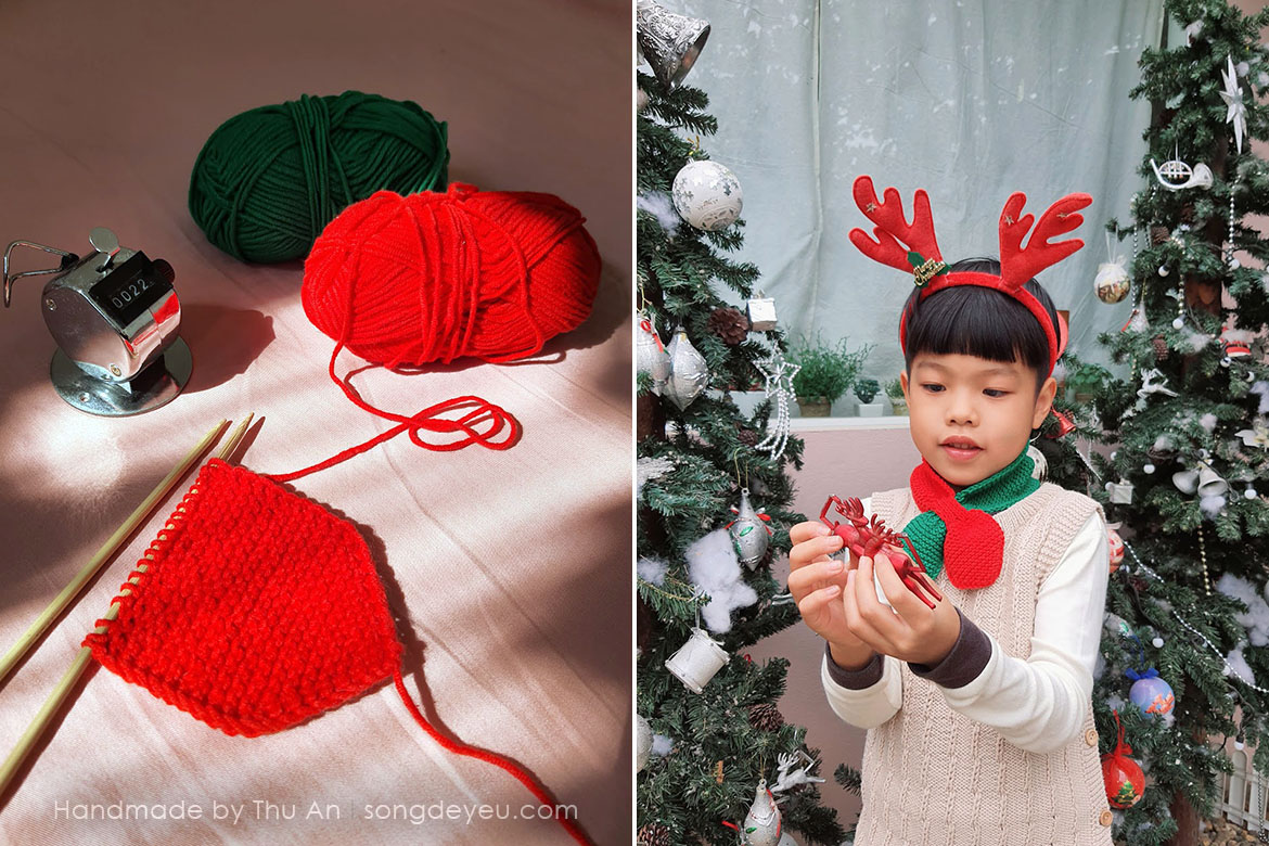 đan khăn noel